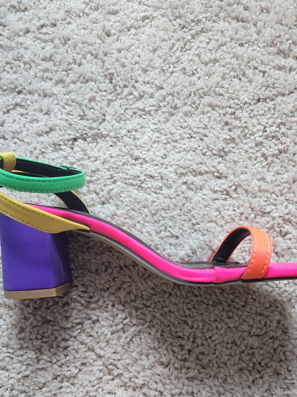 Women’s Neon Pink Multi-Color Block Heel Sandals